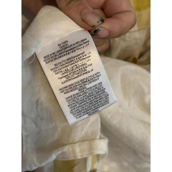 BCBG Yellow and White Gingham Wrap Mini Dress - Picture 9 of 9